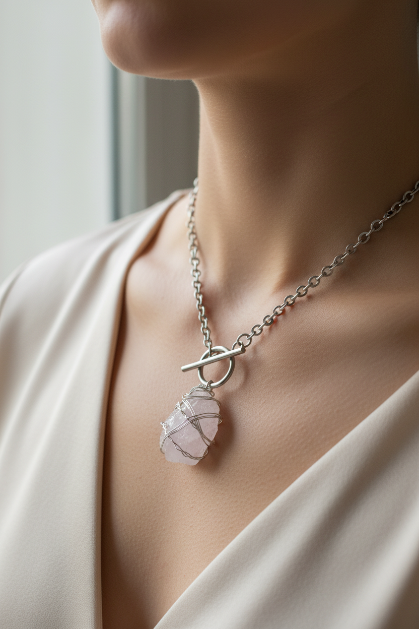 Rose Quartz Crystal Necklace Gift Box Australia | Unique Gift for Her | Rescinti - Rescinti