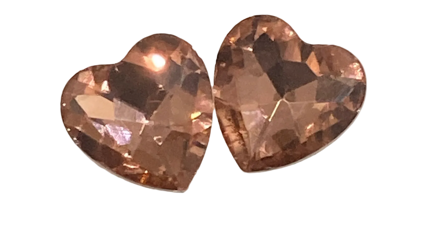 Stainless Steel Heart Crystal Stud Earrings - (Twenty Colours Available) Hypoallergenic - Rescinti