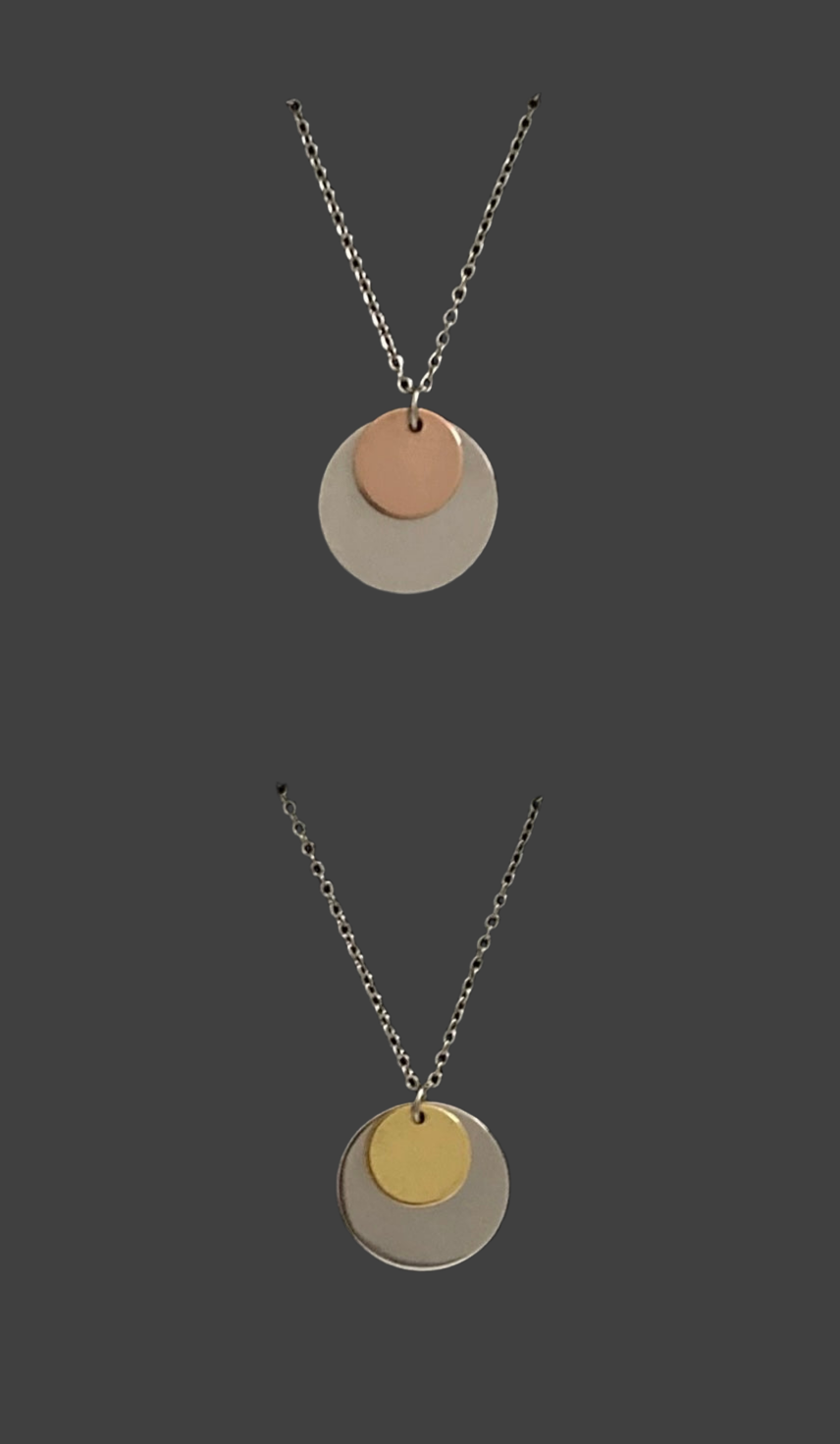 Stainless Steel Circles Necklace - (Two Colours Available) - Rescinti