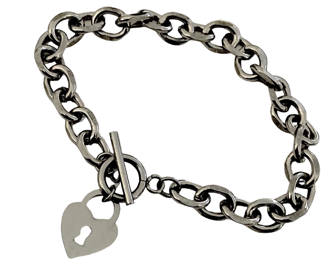Chunky Stainless Steel Heart Locket Bracelet - Rescinti