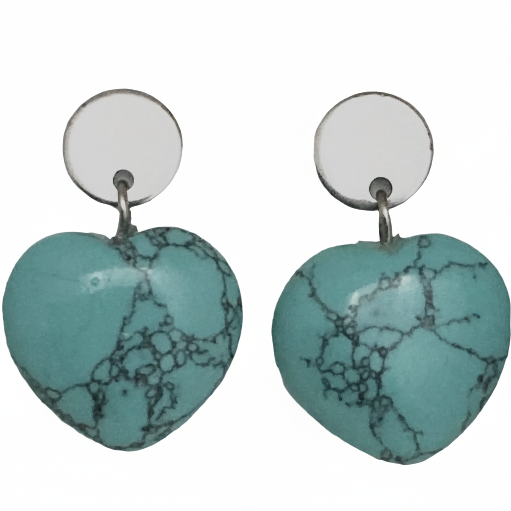 Heart Crystal Gemstone Dangle Stainless Steel Earrings - (Seven Colours Available) - Rescinti