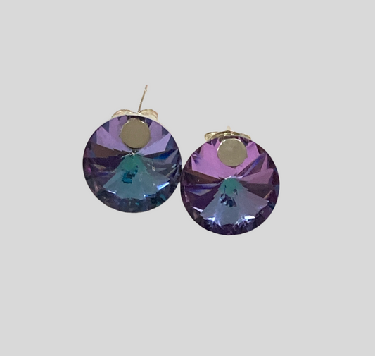 Large Round Crystal Stud Earrings - (Six Colours Available) - Rescinti