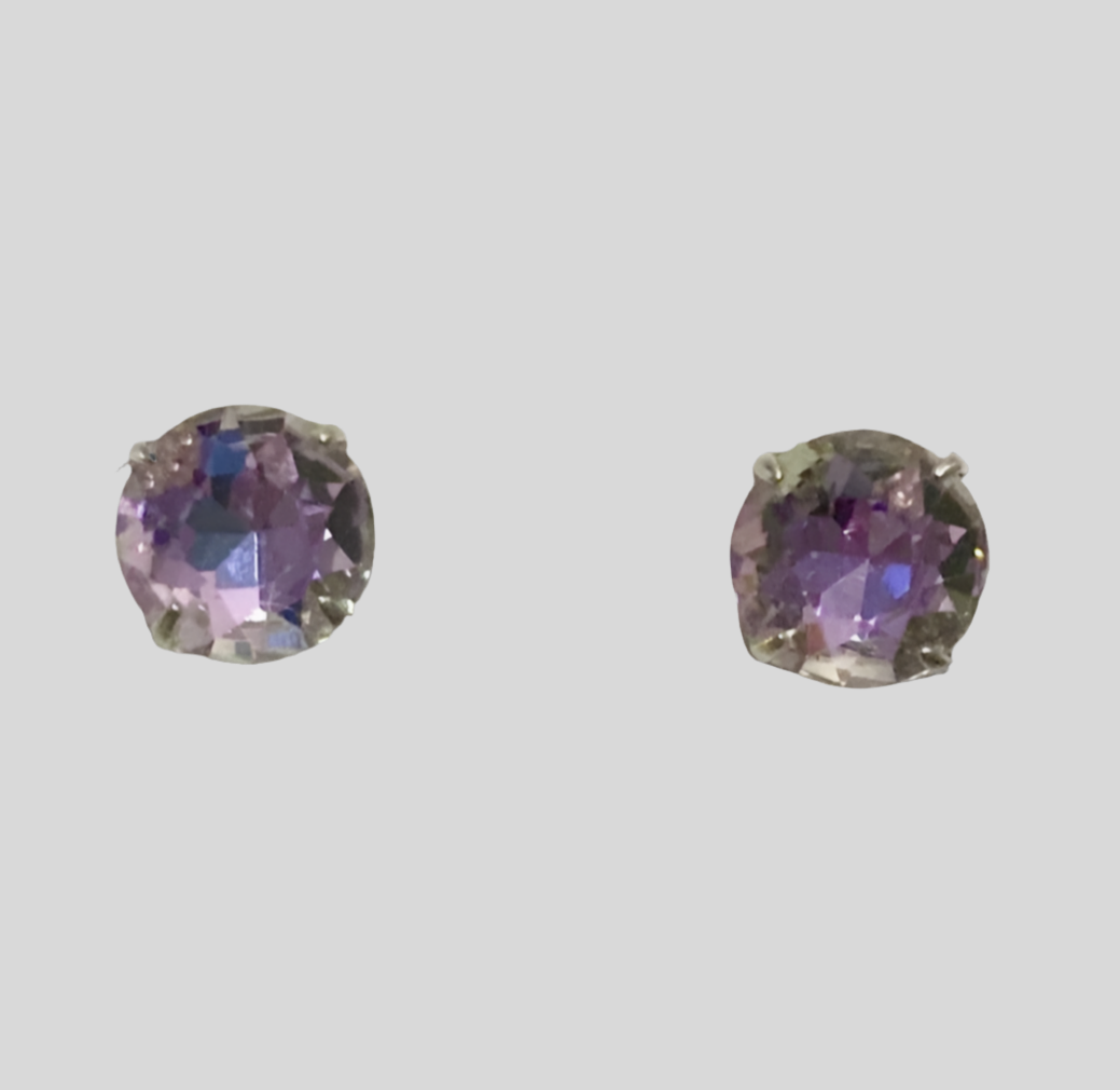 Staple Sterling Silver Round Crystal Stud Earrings - (Twenty Seven Colours Available) - Rescinti