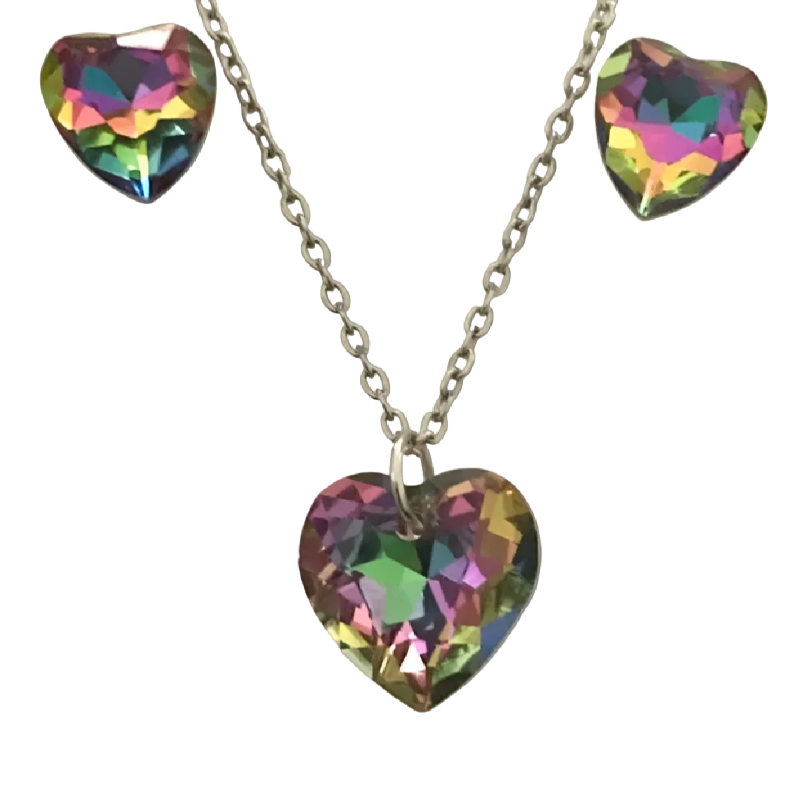 Stainless Steel Large Crystal Heart Bracelet - (Three Colours Available)