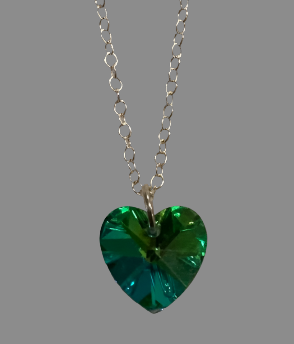 Small Silver Heart Crystal Necklace - (Six Colours Available) - Rescinti