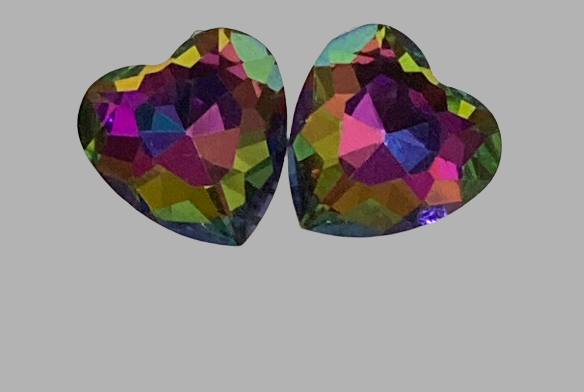 Stainless Steel Heart Crystal Stud Earrings - (Twenty Colours Available) Hypoallergenic - Rescinti