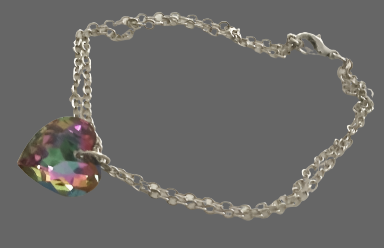 Stainless Steel Large Crystal Heart Bracelet - (Three Colours Available) - Rescinti