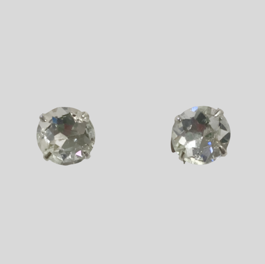 Staple Sterling Silver Round Crystal Stud Earrings - (Twenty Seven Colours Available) - Rescinti