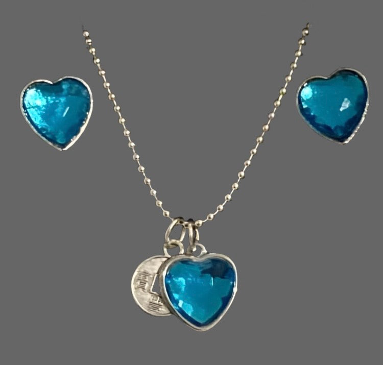 Classic Heart Silver Jewellery Set - (Fifteen Colours Available) - Rescinti