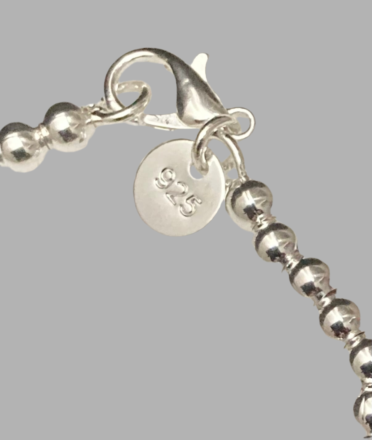 Silver Oval Moonstone Charm Ball Bead Bracelet