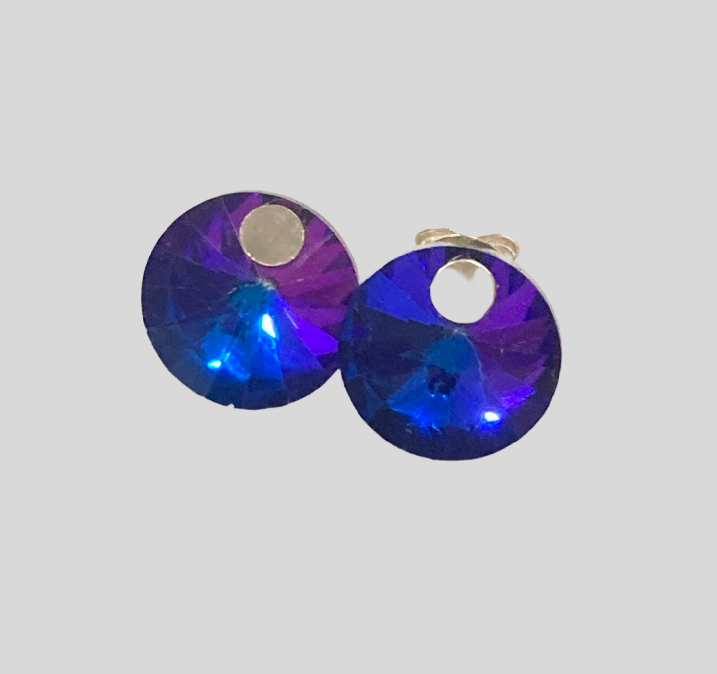 Large Round Crystal Stud Earrings - (Six Colours Available) - Rescinti