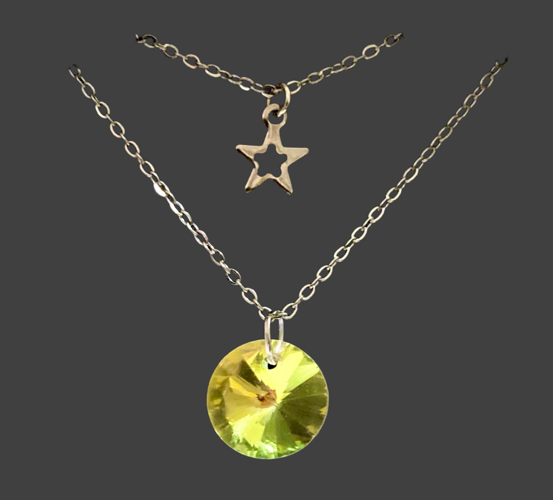 Layered Mini Star & Round Crystal Stainless Steel Necklace - (Four Colours Available) - Rescinti