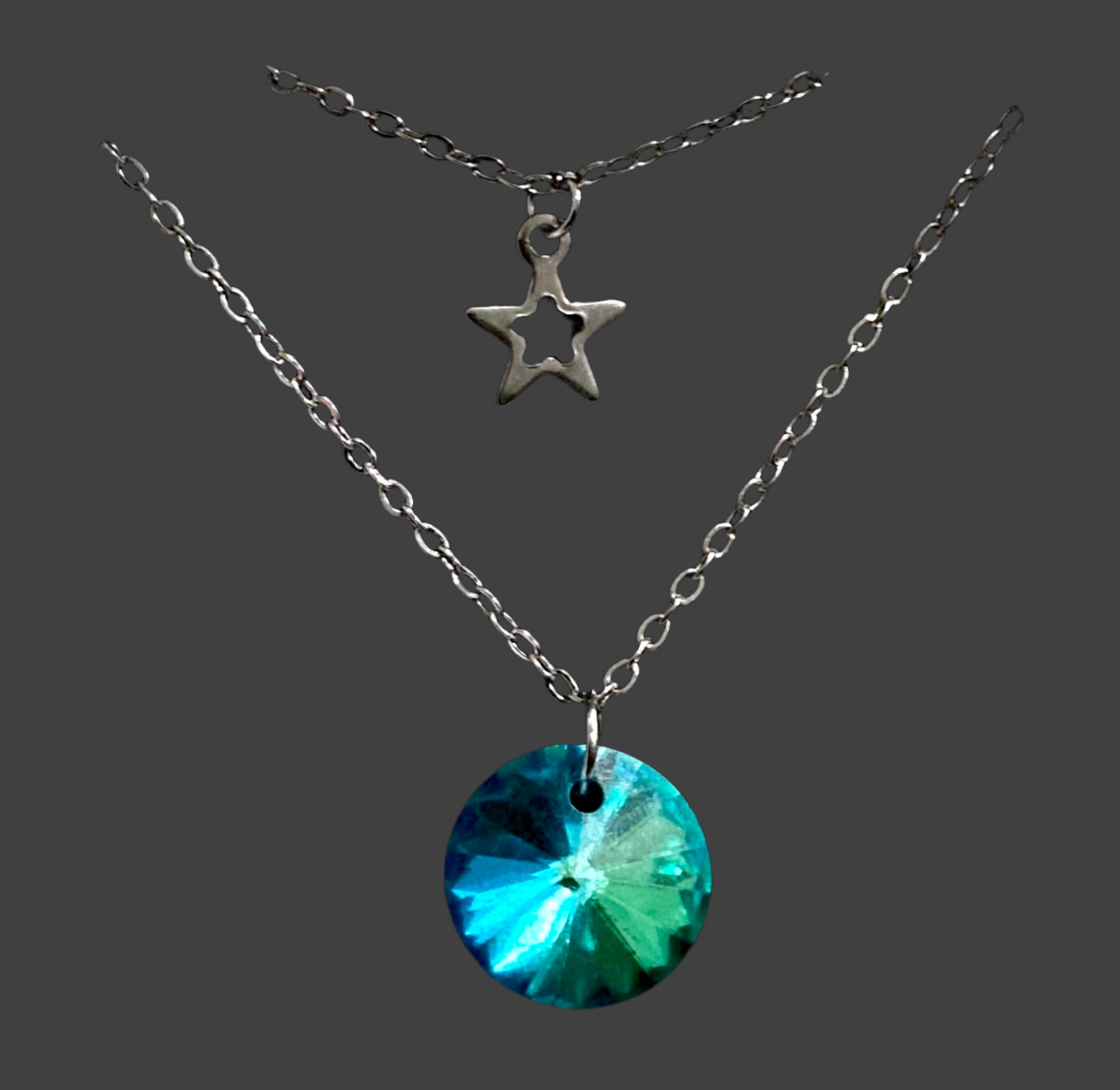 Layered Mini Star & Round Crystal Stainless Steel Necklace - (Four Colours Available) - Rescinti