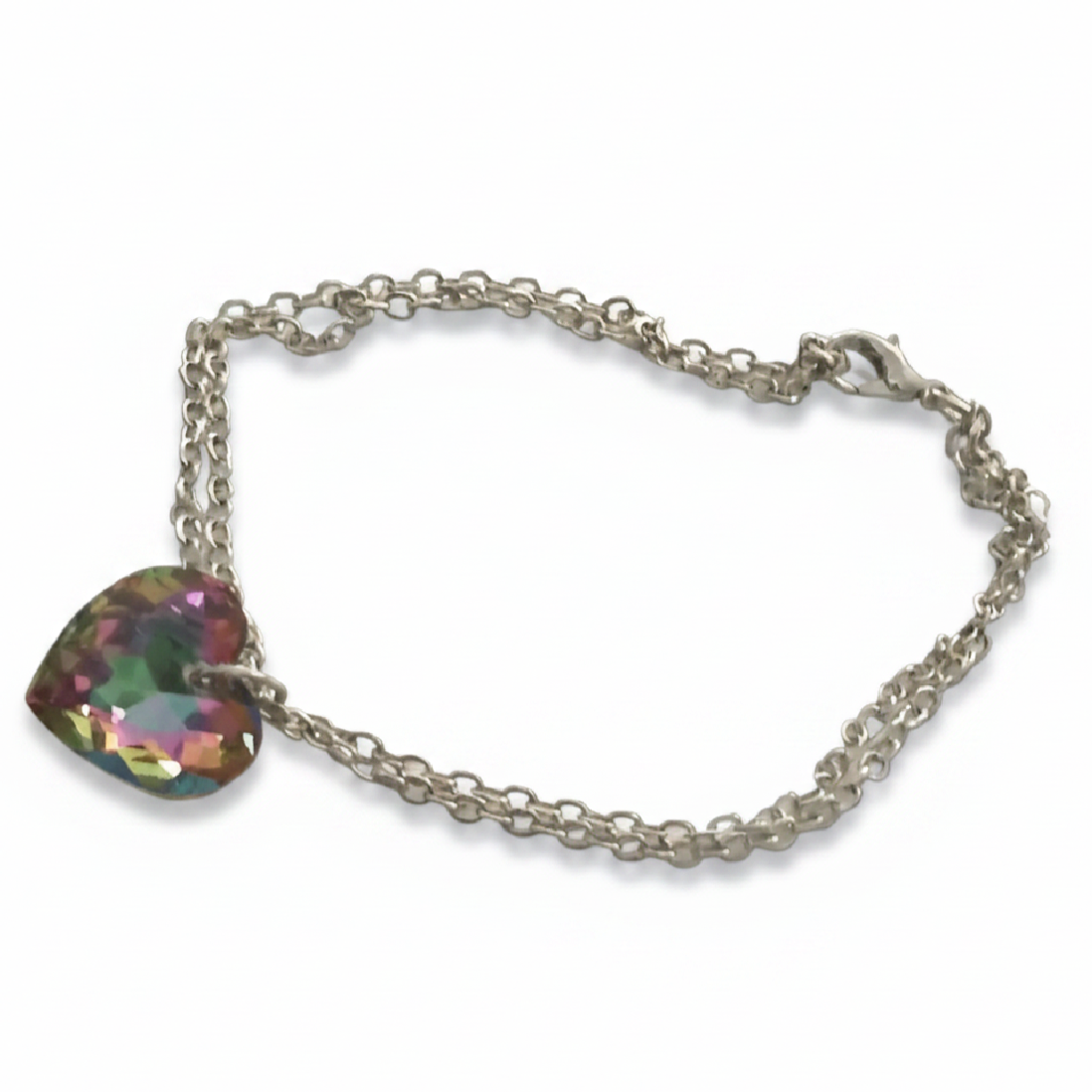 Stainless Steel Crystal Heart Jewellery Set - (Three Colours Available)
