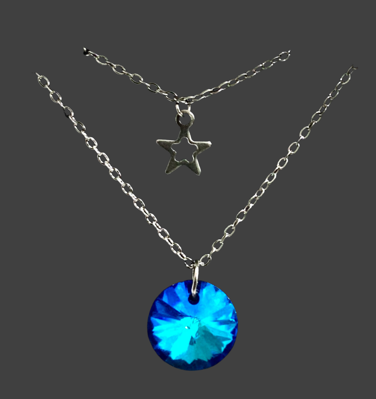 Layered Mini Star & Round Crystal Stainless Steel Necklace - (Four Colours Available) - Rescinti