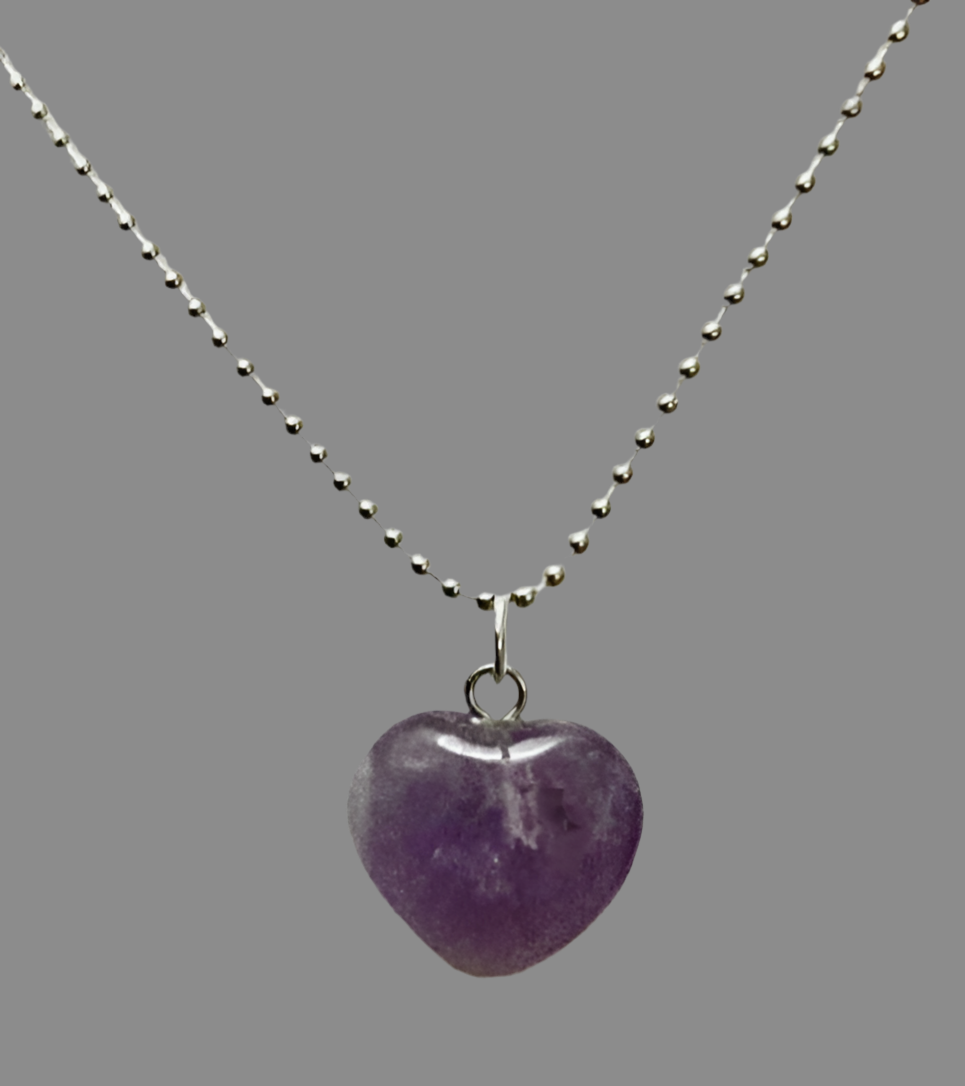 Crystal Heart Gemstone Silver Necklace - (Seven Colours Available) - Rescinti