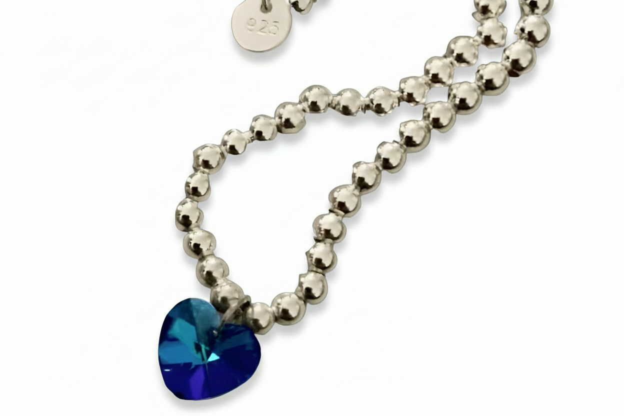 Small Crystal Heart Ball Bead Bracelet - (Six Colours Available) - Rescinti