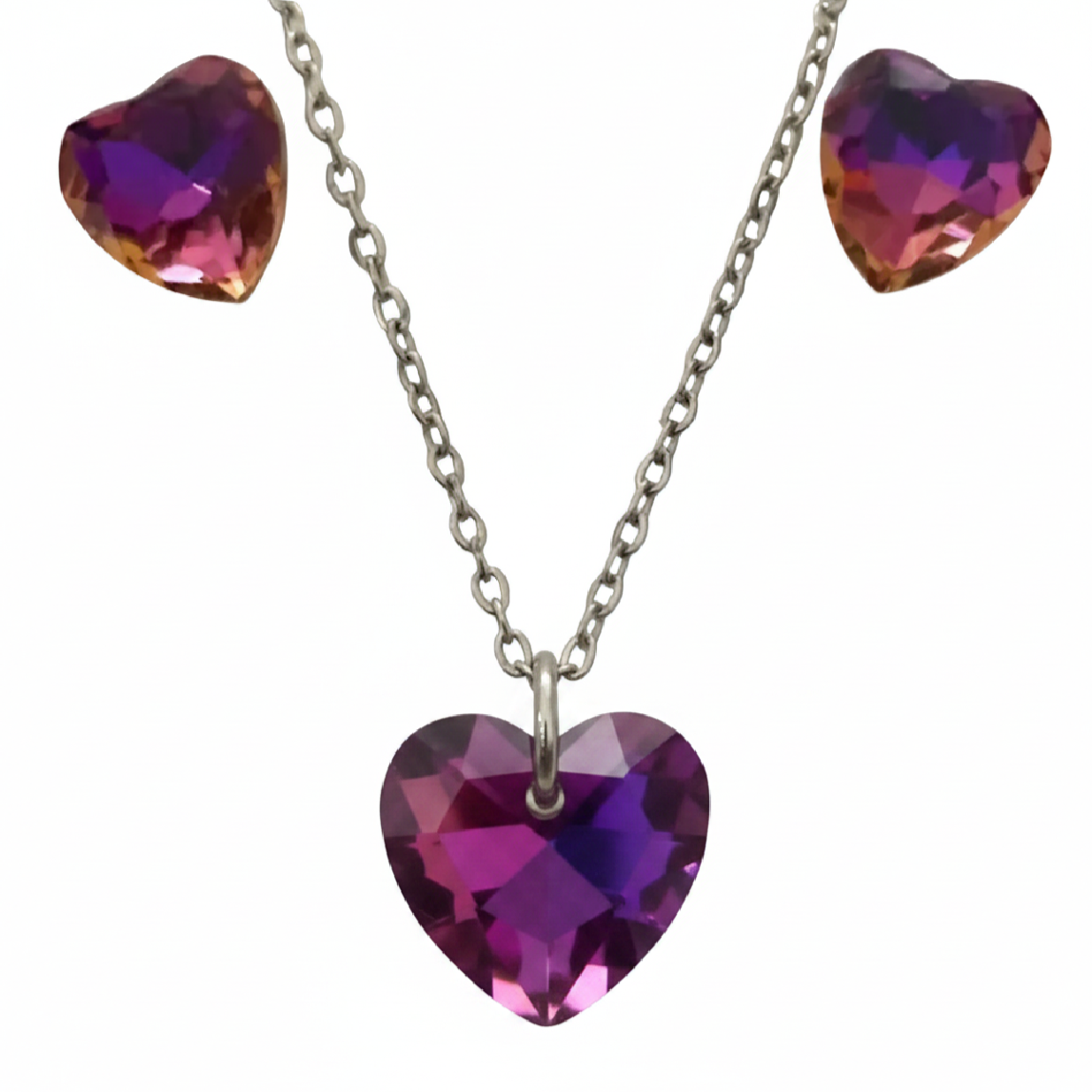 Stainless Steel Large Crystal Heart Bracelet - (Three Colours Available)