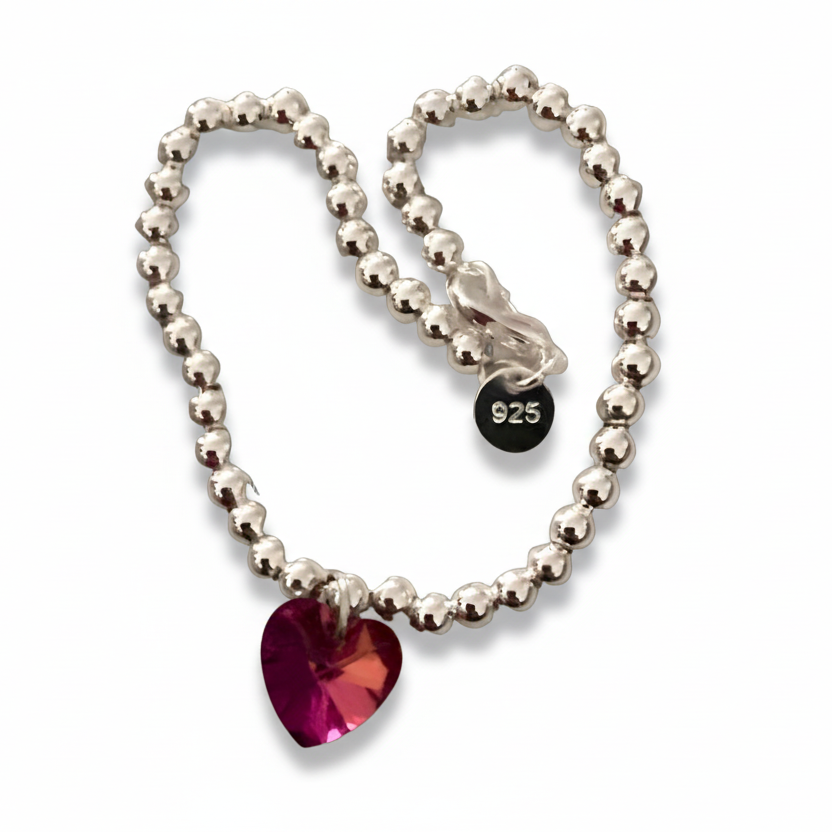 Small Crystal Heart Ball Bead Bracelet - (Six Colours Available) - Rescinti