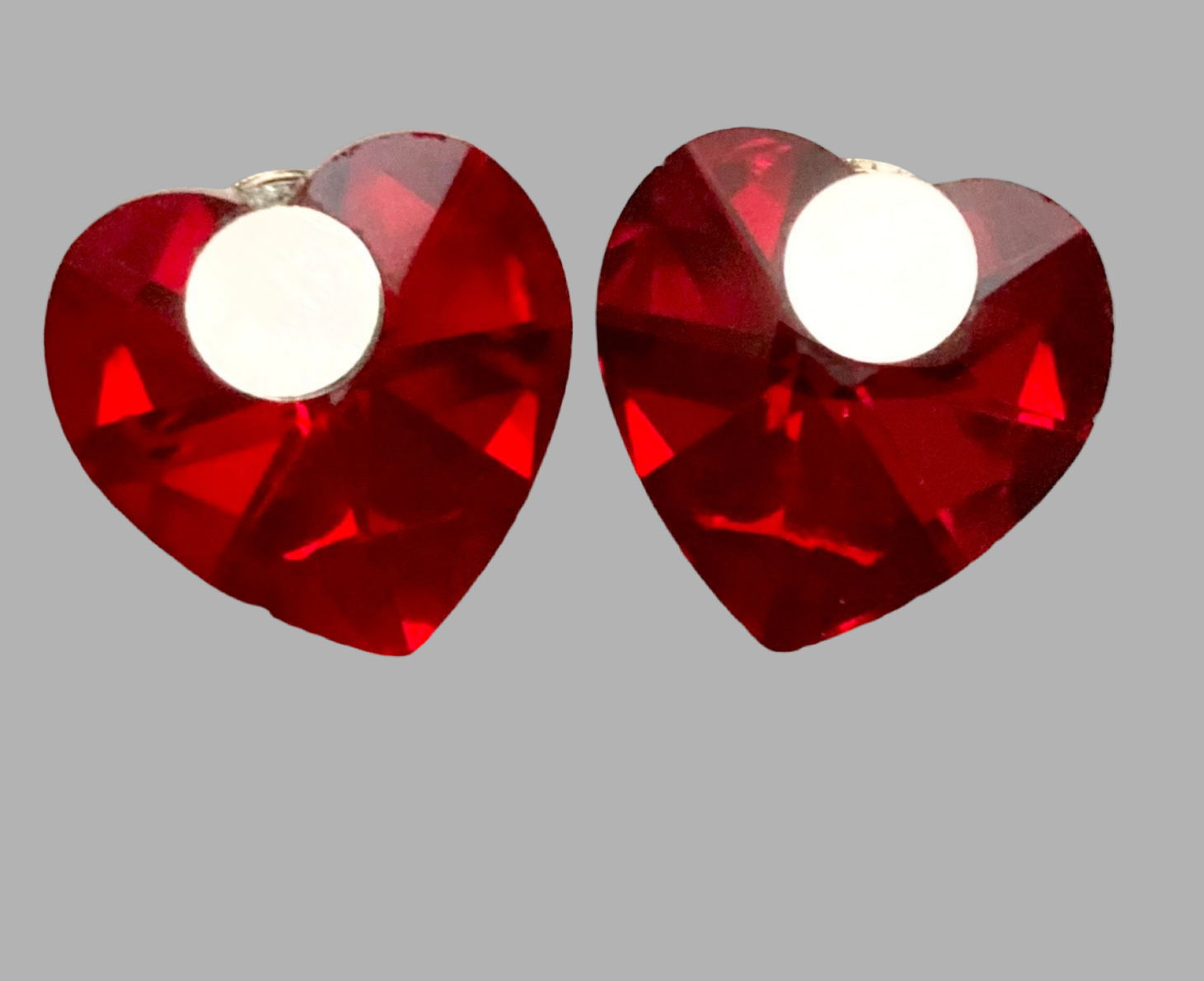 Large Crystal Heart Stud Earrings - (Three Colours Available) - Rescinti