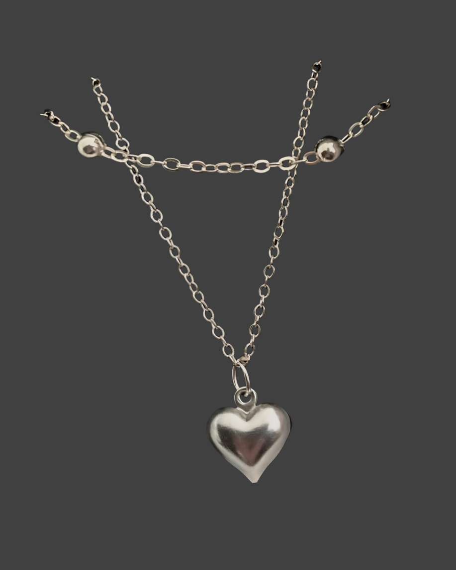 Stainless Steel Layered Mini Heart Necklace - Rescinti