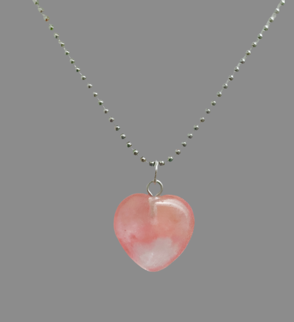 Crystal Heart Gemstone Silver Necklace - (Seven Colours Available) - Rescinti