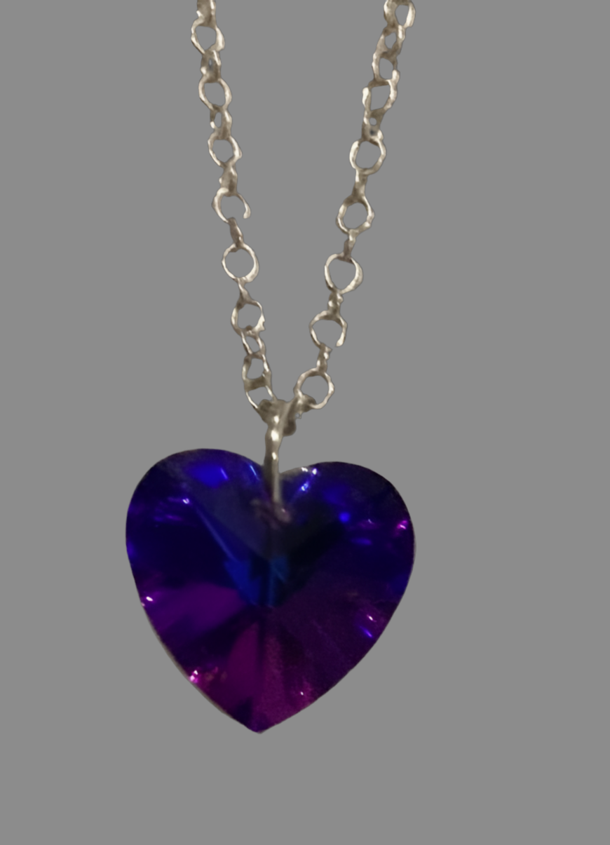 Small Silver Heart Crystal Necklace - (Six Colours Available) - Rescinti