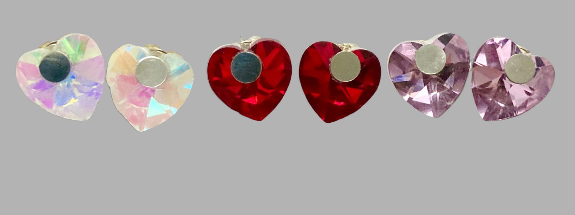 Large Crystal Heart Stud Earrings - (Three Colours Available) - Rescinti