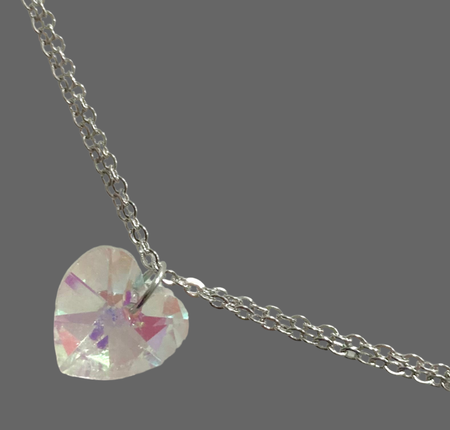 Large Crystal Heart Stainless Steel Necklace - (Three Colours Available) - Rescinti