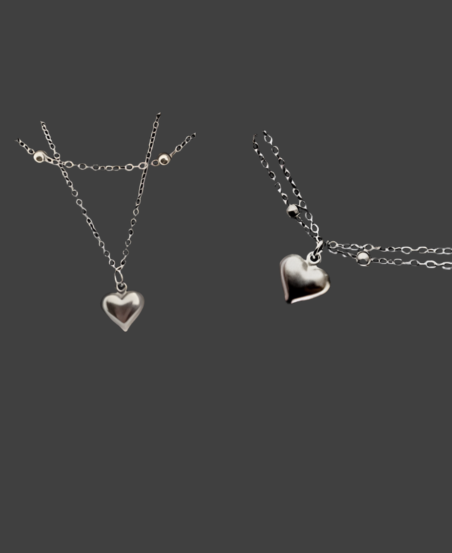 Stainless Steel Layered Mini Heart Necklace - Rescinti