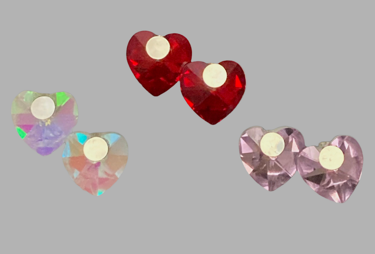 Large Crystal Heart Stud Earrings - (Three Colours Available) - Rescinti