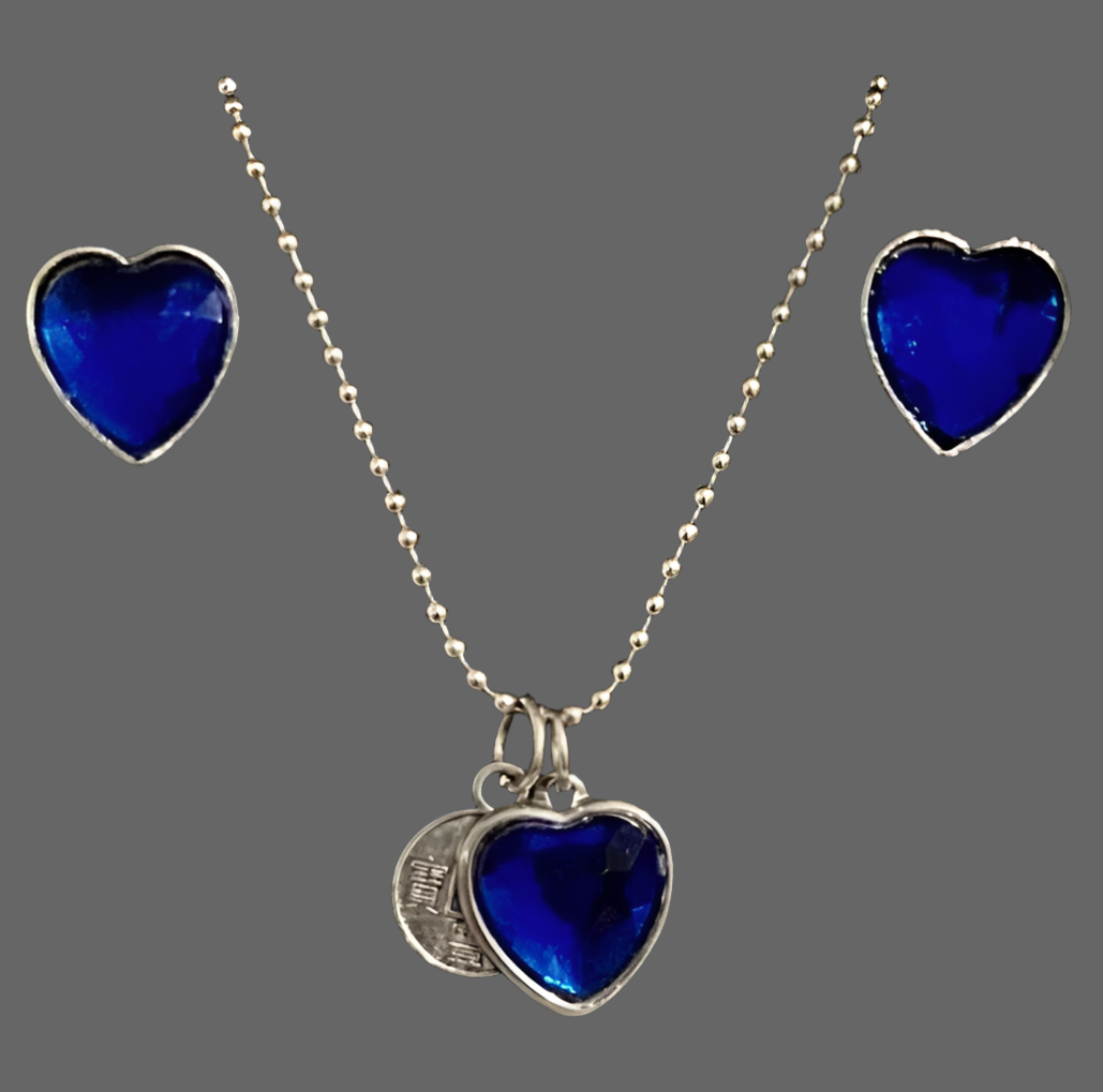 Classic Heart Silver Jewellery Set - (Fifteen Colours Available) - Rescinti