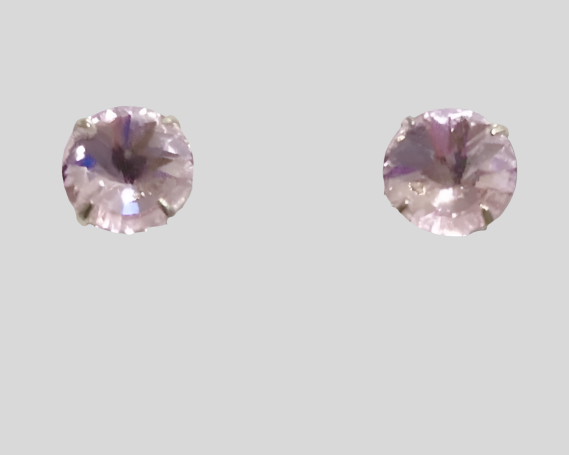 Staple Sterling Silver Round Crystal Stud Earrings - (Twenty Seven Colours Available) - Rescinti