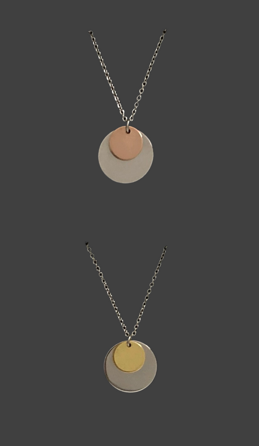 Stainless Steel Circles Necklace - (Two Colours Available) - Rescinti