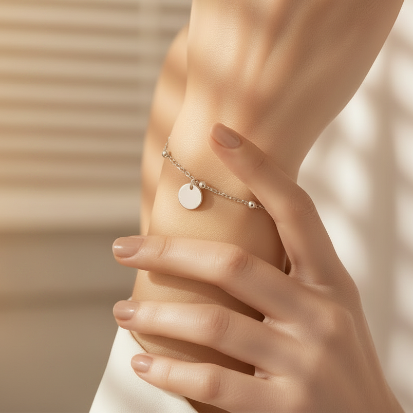 Stainless Steel Round Charm Bracelet - Rescinti