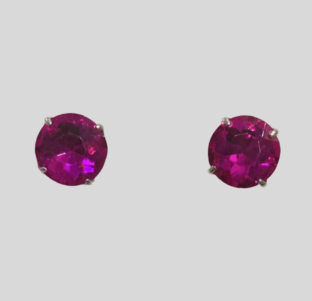 Staple Sterling Silver Round Crystal Stud Earrings - (Twenty Seven Colours Available) - Rescinti