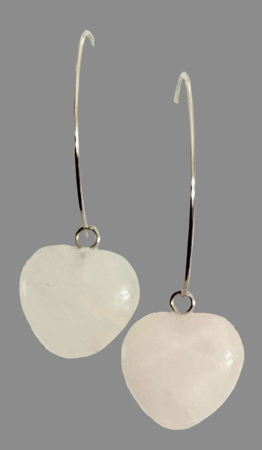 Heart Crystal Gemstone Fine Silver Hoop Earrings - (Seven Colours Available) - Rescinti