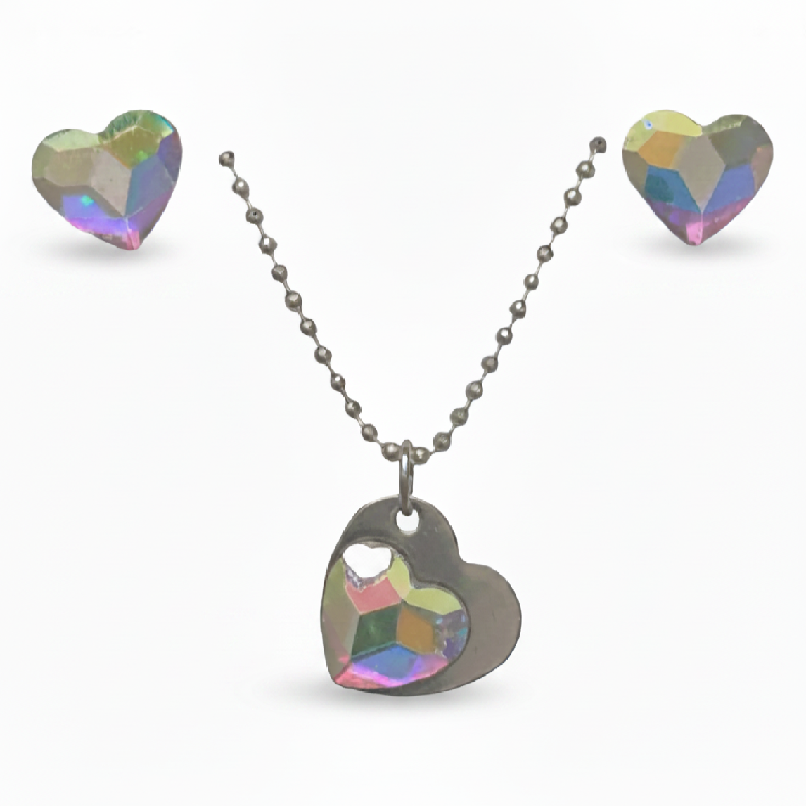 Sparkling Crystal Heart Jewellery Set – Silver Plated | 2 Colours | Rescinti - Rescinti