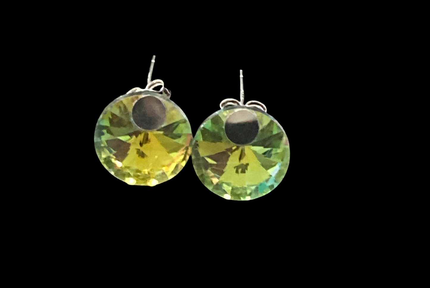 Large Round Crystal Stud Earrings - (Six Colours Available) - Rescinti