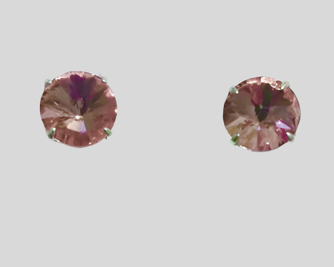 Staple Sterling Silver Round Crystal Stud Earrings - (Twenty Seven Colours Available) - Rescinti