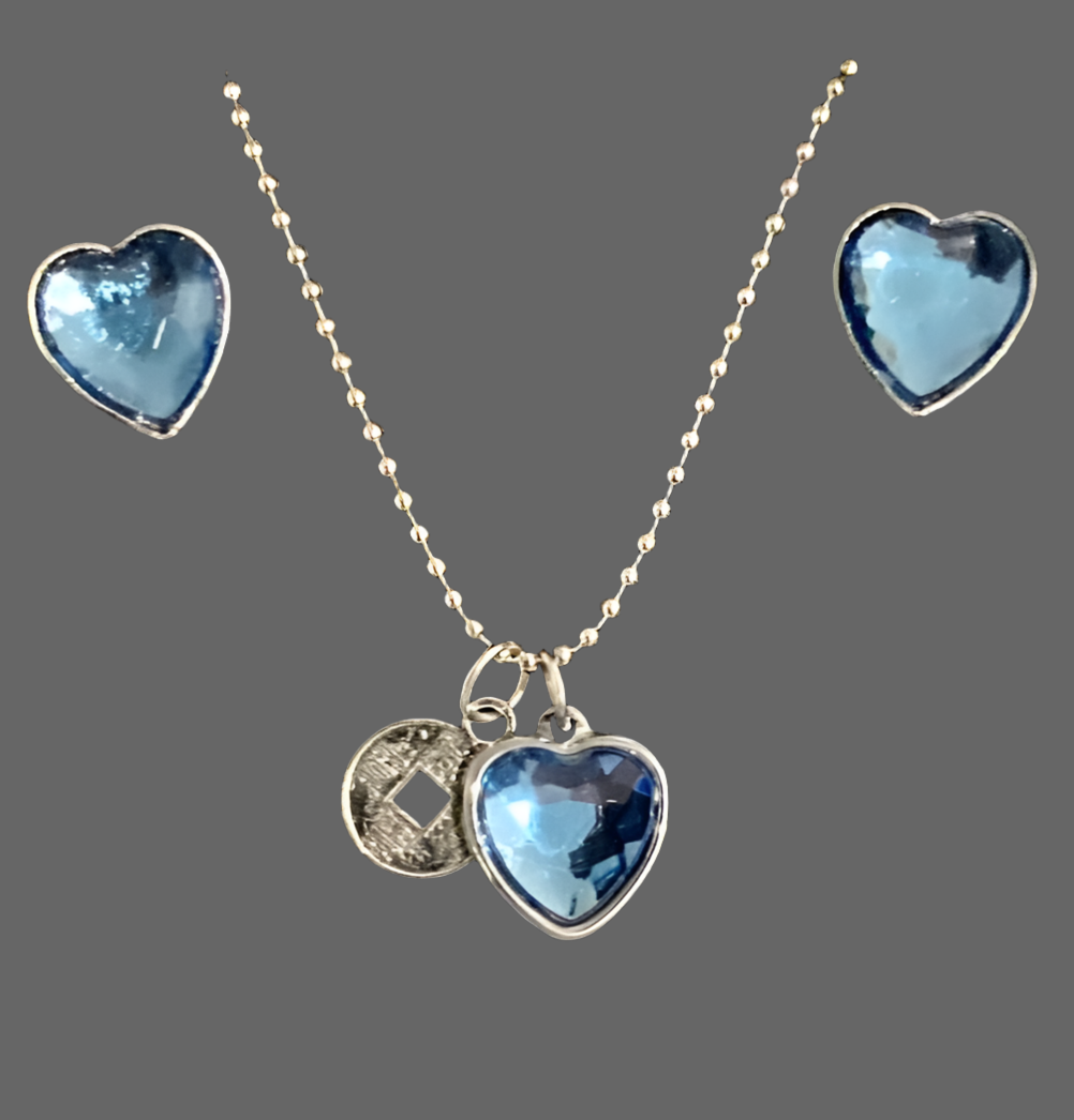 Classic Heart Silver Jewellery Set - (Fifteen Colours Available) - Rescinti