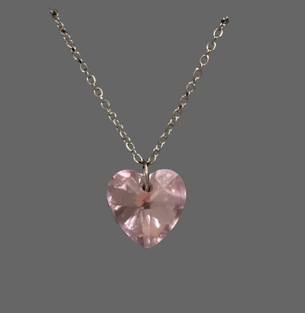 Large Crystal Heart Stainless Steel Necklace - (Three Colours Available) - Rescinti