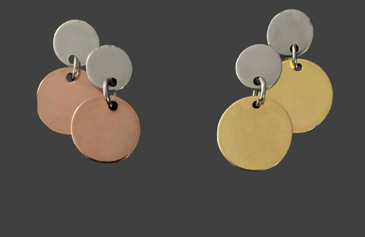 Stainless Steel Circles Dangle earrings - (Two Colours Available) - Rescinti