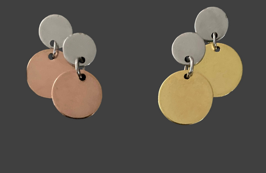 Stainless Steel Circles Dangle earrings - (Two Colours Available) - Rescinti