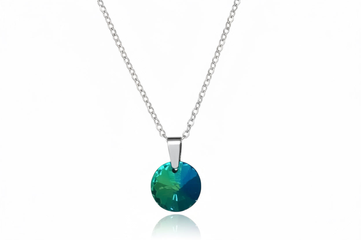 Silver Plated Round Crystal Rhinestone Necklace – 6 Colours | Rescinti - Rescinti