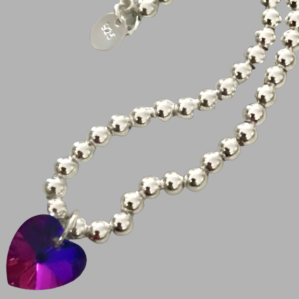 Small Crystal Heart Ball Bead Bracelet - (Six Colours Available) - Rescinti