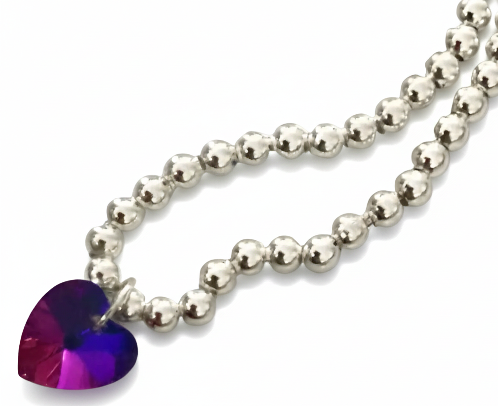 Small Crystal Heart Ball Bead Bracelet - (Six Colours Available) - Rescinti