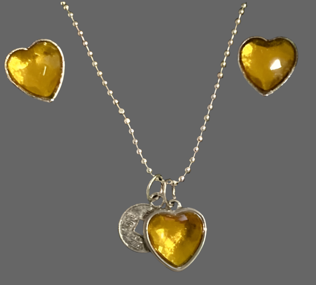 Classic Heart Silver Jewellery Set - (Fifteen Colours Available) - Rescinti