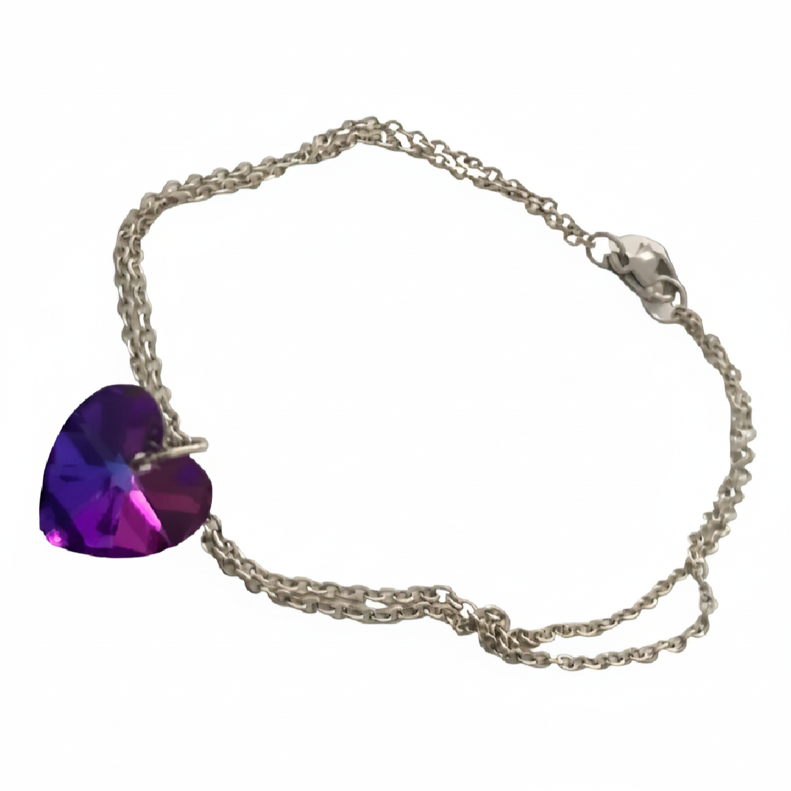 Stainless Steel Crystal Heart Jewellery Set - (Three Colours Available)