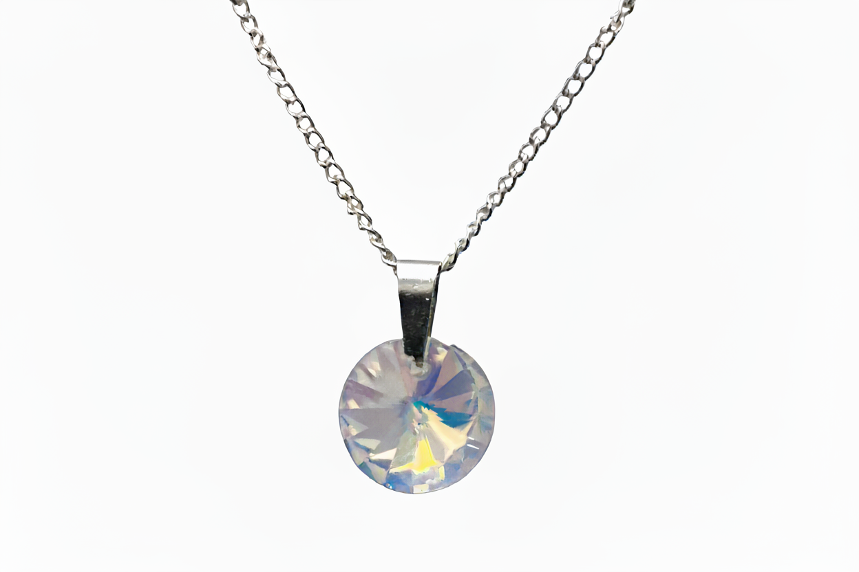 Silver Plated Round Crystal Rhinestone Necklace – 6 Colours | Rescinti - Rescinti